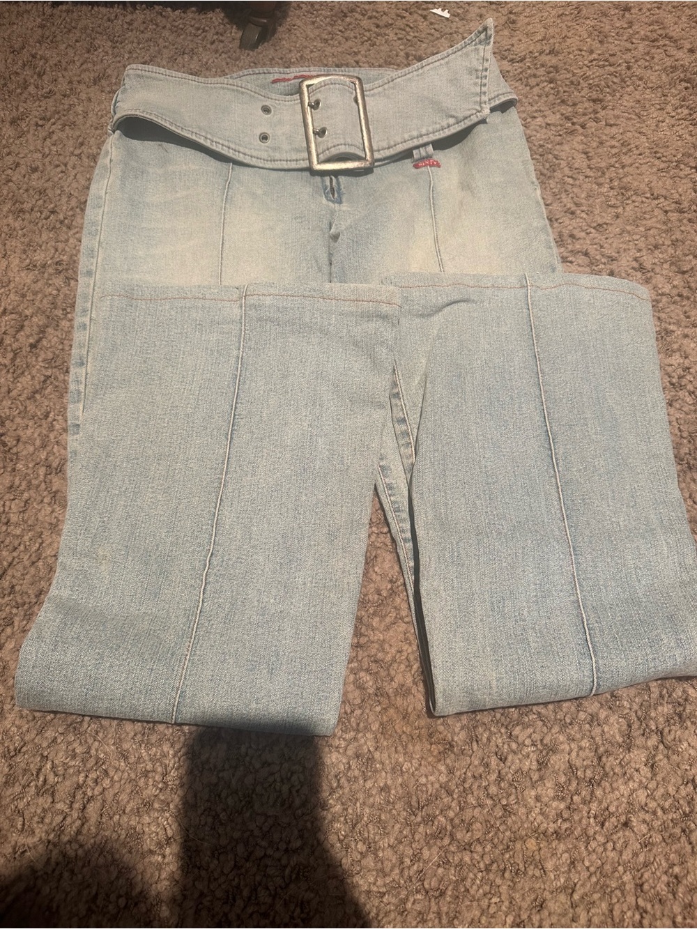 Miss Sixty Light Blue Flared Jeans with Belt Accent Y2K - Picture 7 of 7